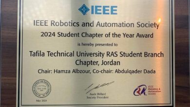 Photo of وحدة الروبوتات والأتمتة الطلابية في جامعة الطفيلة التقنية (RAS TTU Student Chapter) تظفر بجائزة (IEEE RAS Student Branch Chapter of the Year Award 2024)